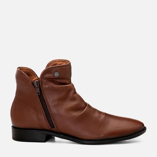 Bota Couro Cano Slouchy Enrugado Detalhe Zíper Milano Terracota 14740