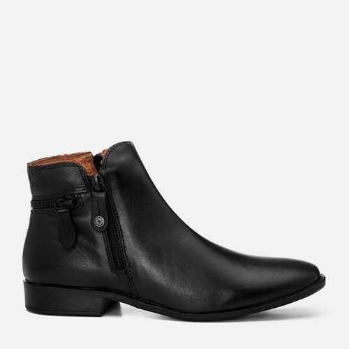 Bota Couro Detalhe Zíper Laterais e Traseira Milano Preto 14741