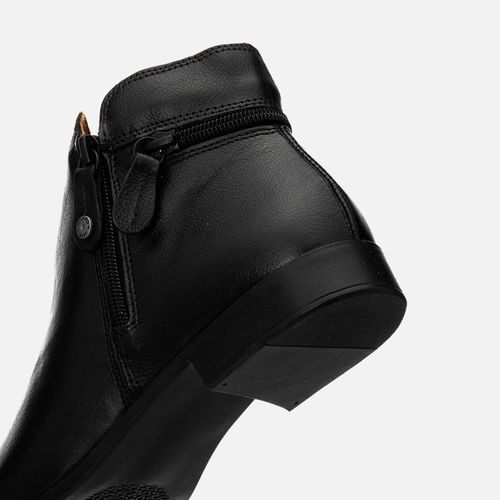 Bota Couro Detalhe Zíper Laterais e Traseira Milano Preto 14741