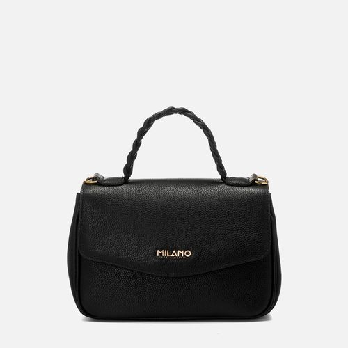 Bolsa em Couro Pequena Tote Baú de Mão Alça Tiracolo Opcional Feminina Milano Preto 14812