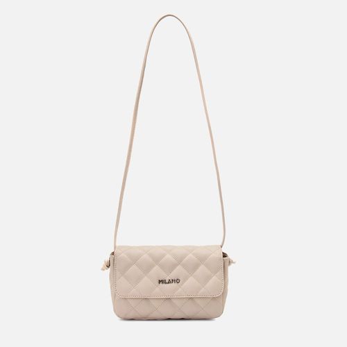 Bolsa Tiracolo ou Transversal Pequena Feita em Couro Matelassê Feminina Milano Off White 14663