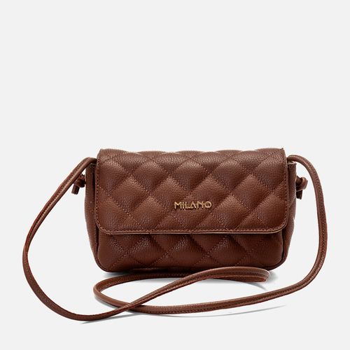 Bolsa Tiracolo ou Transversal Pequena Feita em Couro Matelassê  Feminina Milano Pinhão 14663