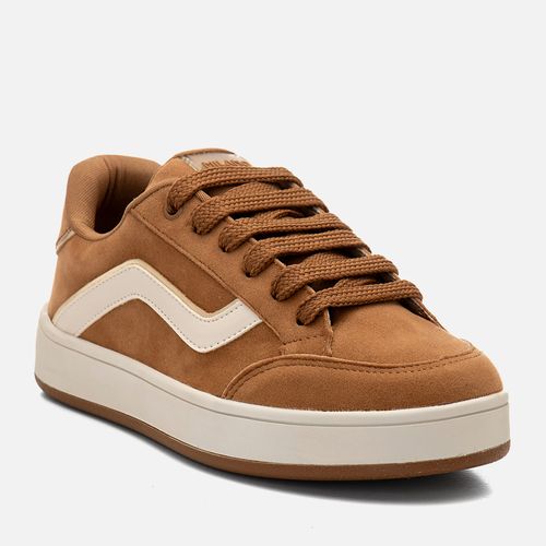 Tênis Casual Visual Esportivo Sola Alta tipo Camurça Feminino Milano Capuccino 14860
