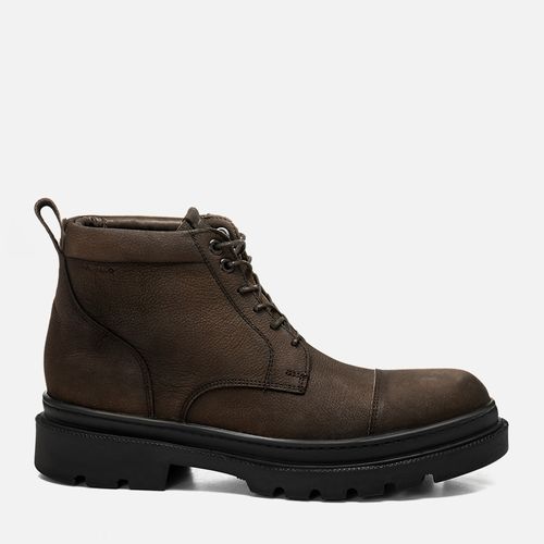Coturno Couro Nobuk Estampado Solado Robusto Amarração Masculino Milano Delave Tostado 14798