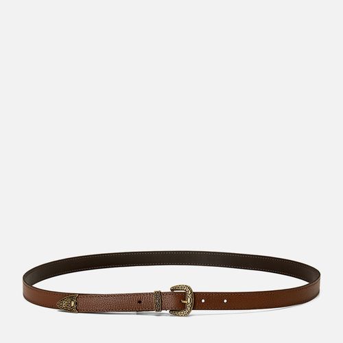 Cinto Feminino Slim Couro Liso Fivela Wide Metal Milano Pinhão 14883