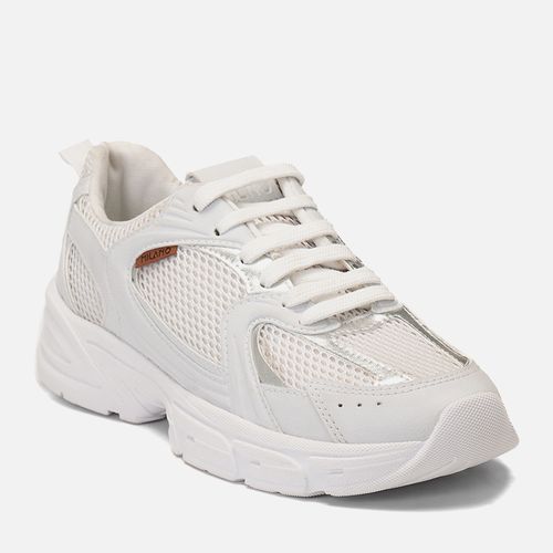 Tênis Casual Visual Esportivo Sola Alta Mix de Materiais Feminino Milano Branco 14853