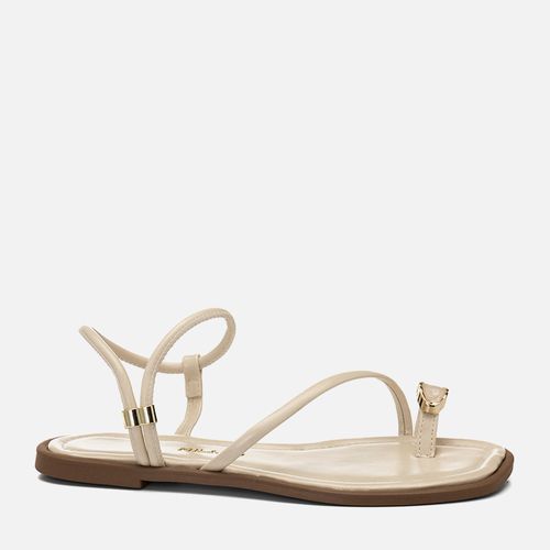 Sandália Rasteira Ring Toe Peça Orgânico Pedraria Resina Feminino Milano Off White 14826