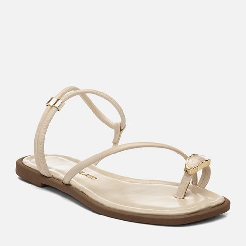 Sandália Rasteira Ring Toe Peça Orgânico Pedraria Resina Feminino Milano Off White 14826