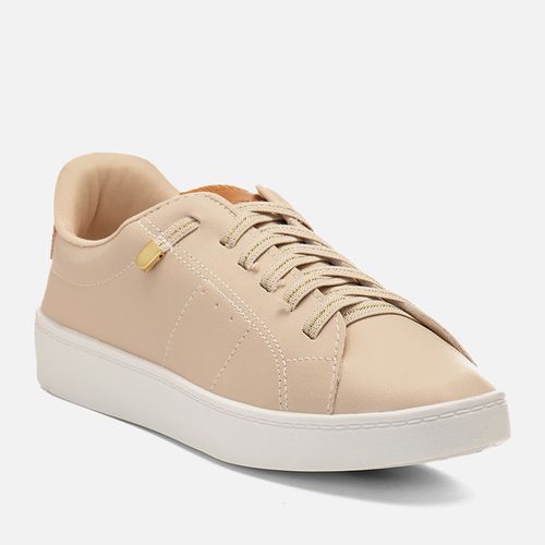 Tênis Design Esportivo com Sola Caixa e Calce Elástico Feminino Milano Creme 14354
