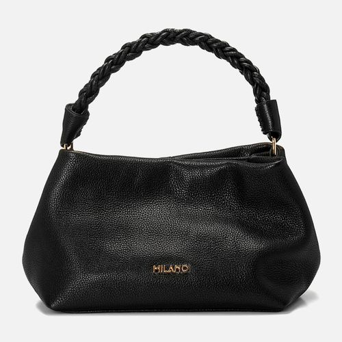 Bolsa de Mão ou Tiracolo tipo Saco Média Couro Alça Trançada Milano Preto 14870