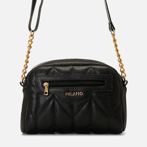 Bolsa Pequena Tiracolo Transversal Couro Bolso Externo Matelassê Milano Preto 14890