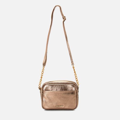 Bolsa Pequena Tiracolo Transversal Couro Bolso Externo Milano Prata Velho 14891