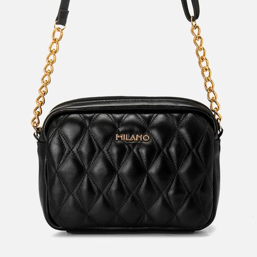 Bolsa Pequena Tiracolo Transversal Couro Matelassê Milano Preto 14892