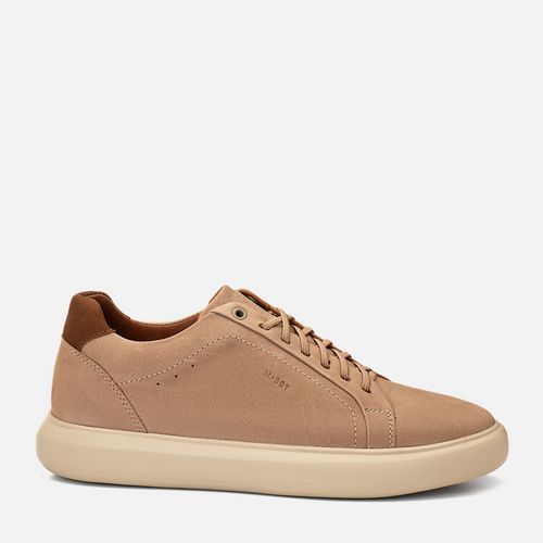 Tênis Casual com Amarração Feito em Couro Elevação Aumenta Altura Fique + Alto Elevel EVA Tech Ultra Leve Masculino Milano Osso/Caramelo 14315