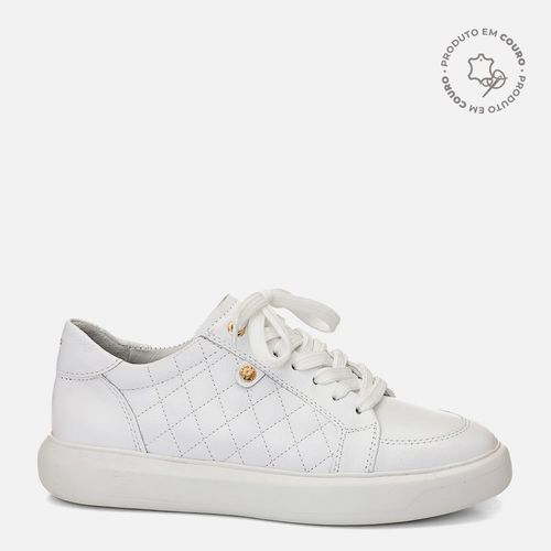 Tênis Casual Couro Carneiro Premium Solado EVA Tech Ultra Leve Feminino Milano Branco 14537