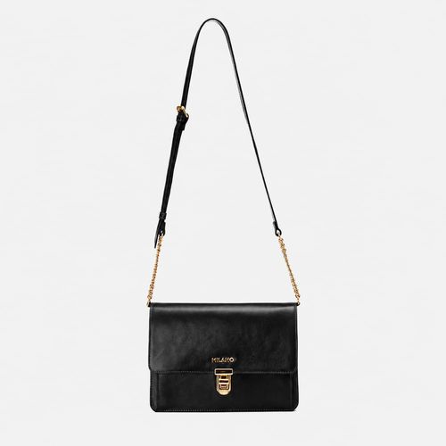 Bolsa Tiracolo ou Carteiro Média Couro Alça Corrente Milano Preto 14845