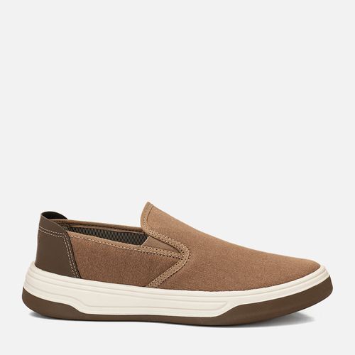 Sapatênis Slip On Calce Prático Malha Mesh e Couro Masculino Milano Taupe 14054