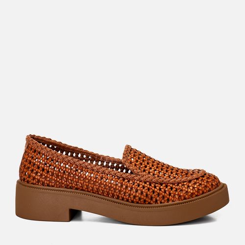 Mocassim Tramado Tratorado Sola Média Feminino Milano Caramelo 14998