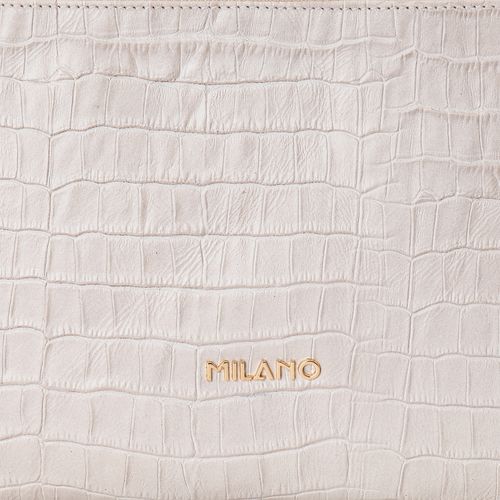 Bolsa Clutch Pequena com Textura Croco Milano Off White 15096