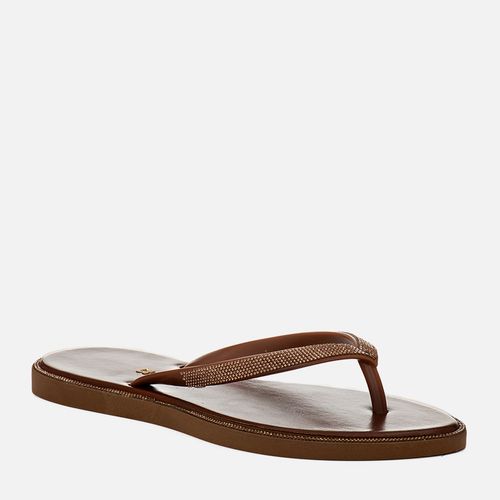 Chinelo de Dedo com Brilho Strass Feminino Milano Marrom 15126