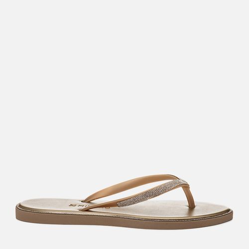 Chinelo de Dedo com Brilho Strass Feminino Milano Ouro Light 15126